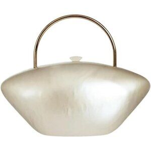 Beige Acrylic Shell Shaped Clutch Purse Small Evening Handbag for Women Wedding